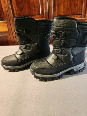 Unisex Insulated Winter Snow Boots Black Gray Size 42